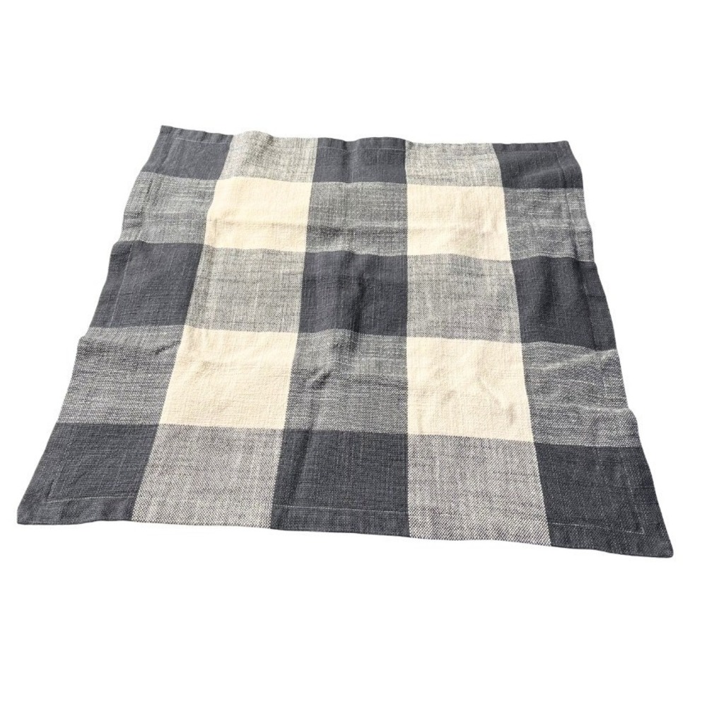 Pottery Barn Buffalo Check Cotton Euro Pillow Cover 26x25 Charcoal Grey Cream